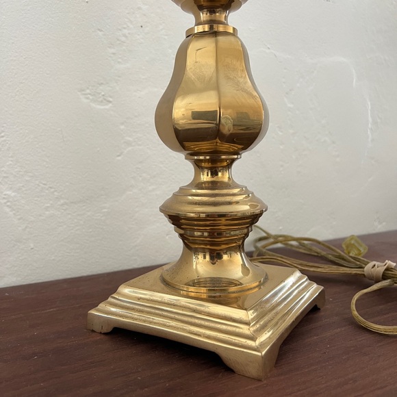 Vintage mid century geometric solid brass table lamp base bauble totem mcm - Picture 10 of 11